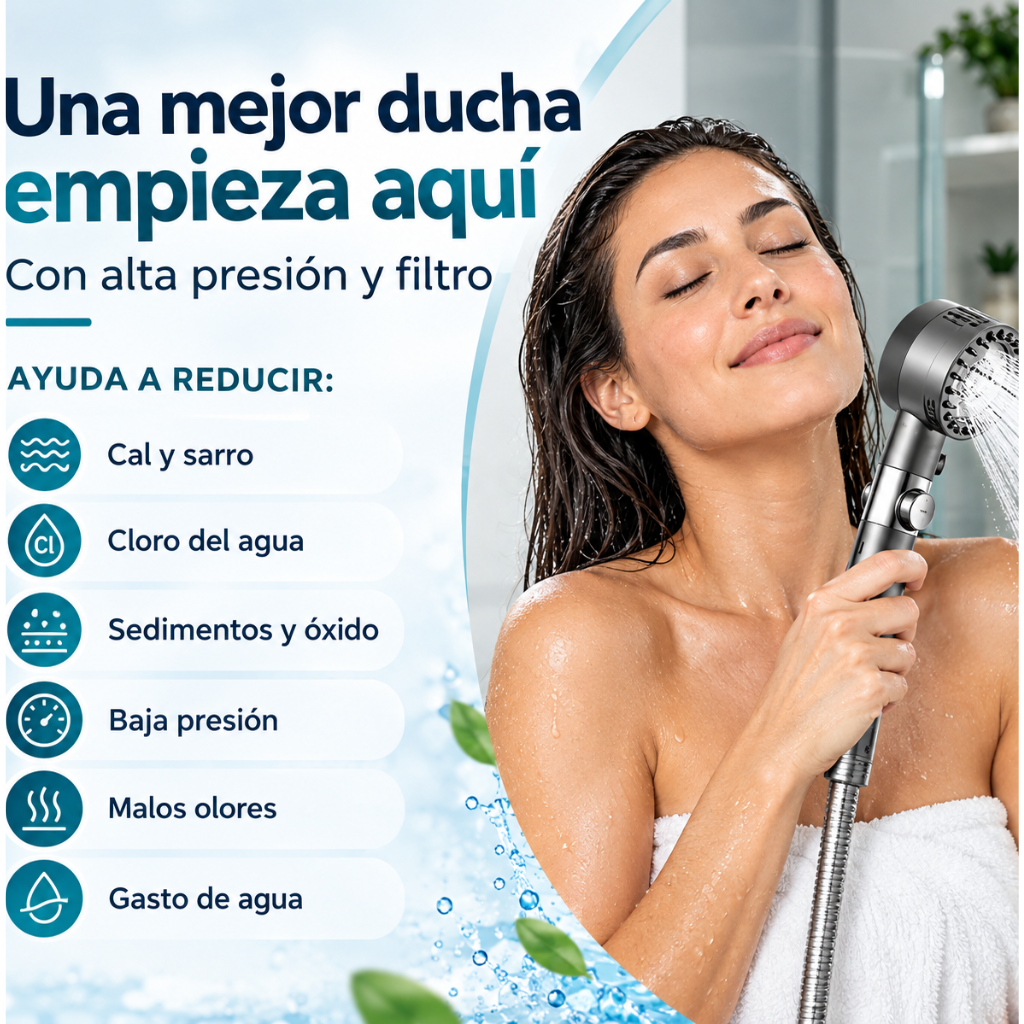 Alcachofa de ducha masajeadora con filtro y alta presión