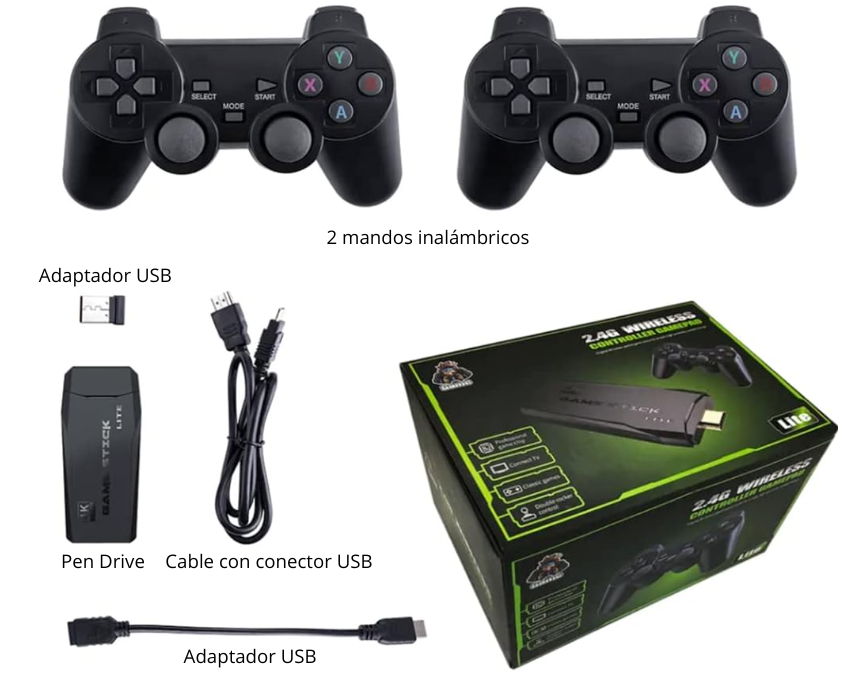 GAMESTICK 64 - consola de juegos inalámbrica con +10.000 juegos.