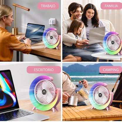 Ventilador Portátil con Luz RGB