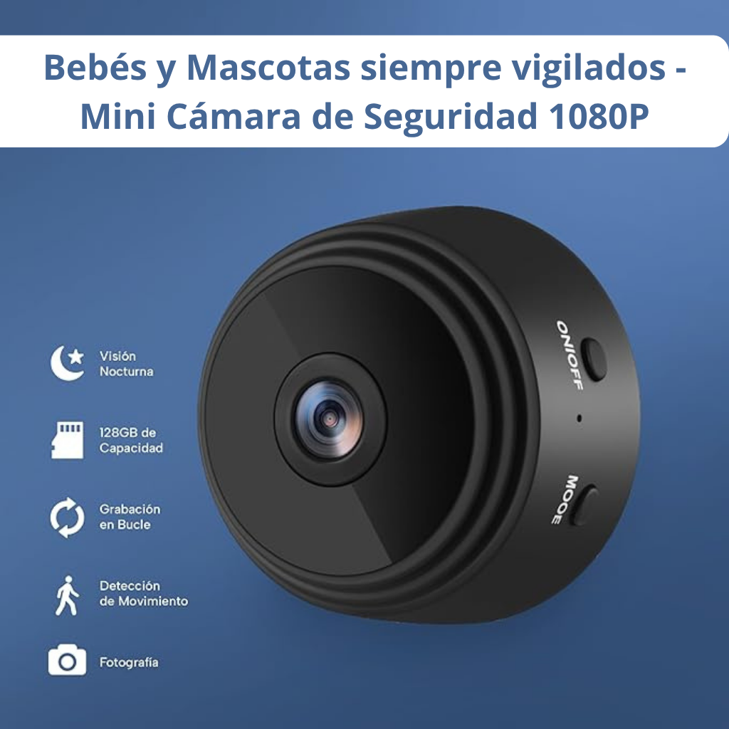 “Bebés y mascotas siempre vigilados - Mini Cámara de Seguridad 1080P”