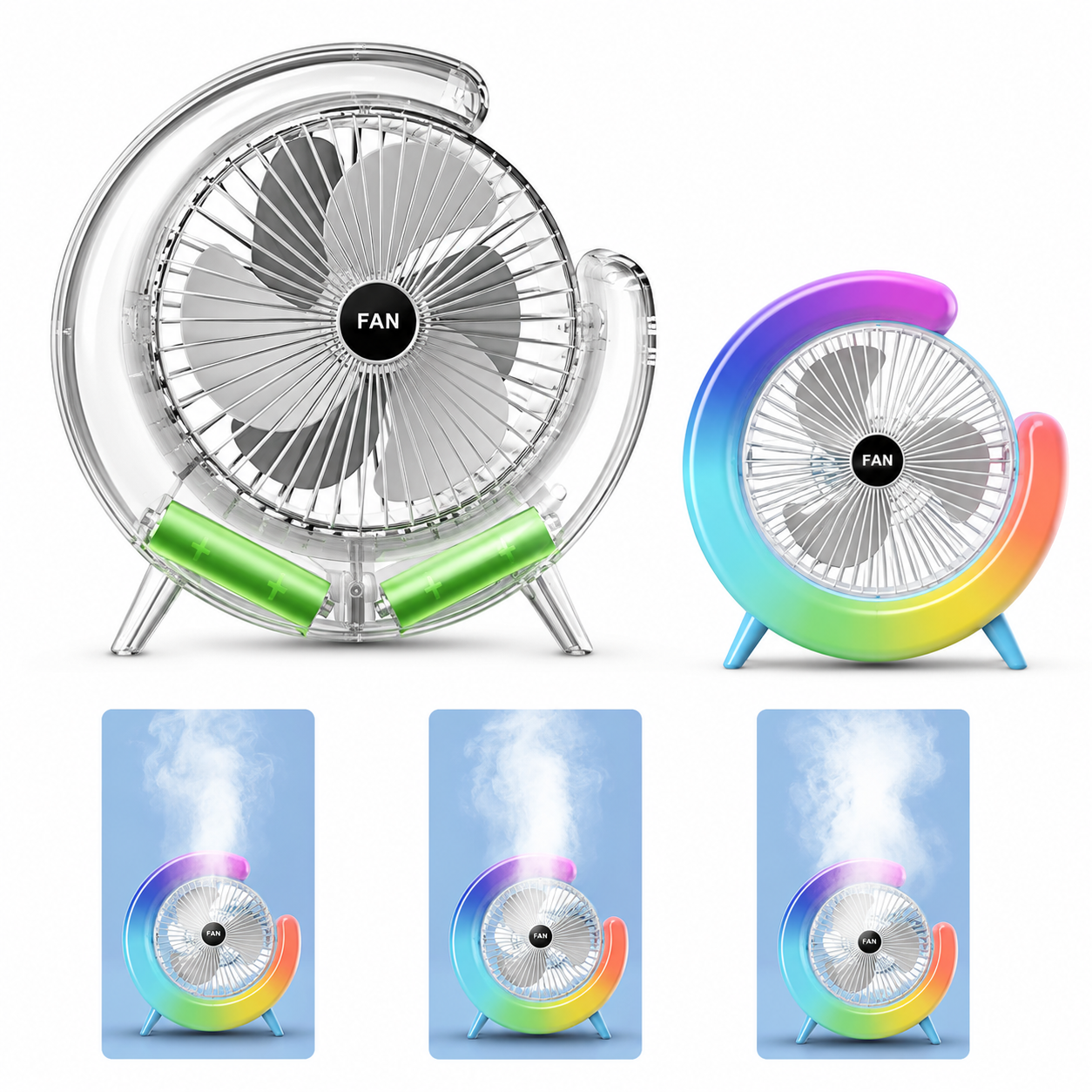 Ventilador Portátil con Luz RGB para Mesa y Escritorio