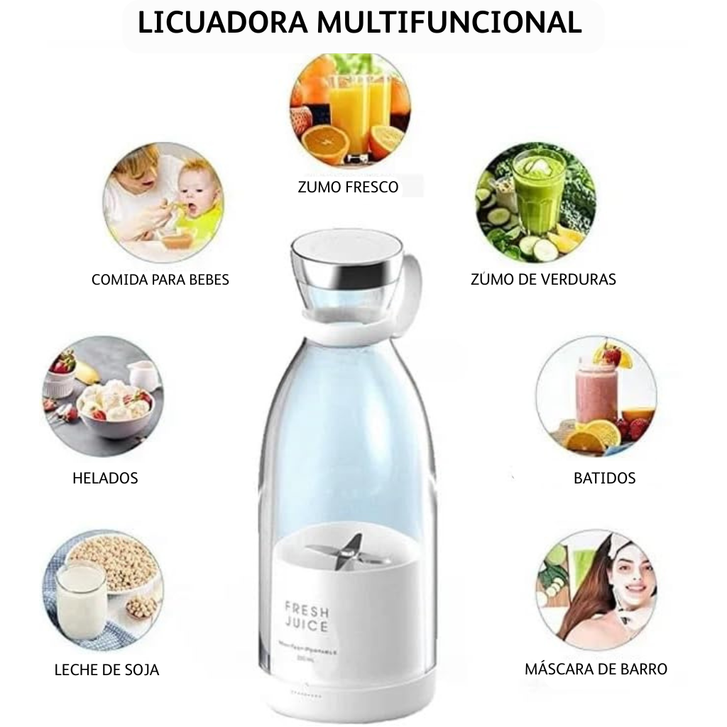 Licuadora Portátil 2026 - Recargable para Frutas, Batidos y Jugos