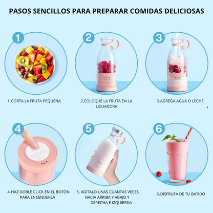 Licuadora Portátil 2026 - Recargable para Frutas, Batidos y Jugos