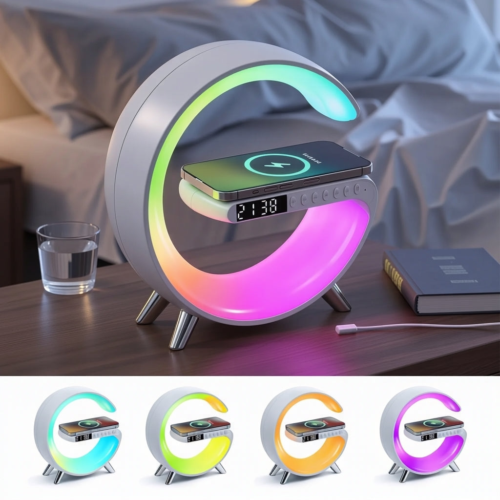 ✨ Lámpara Inteligente con Luz, Música, Carga y Despertador