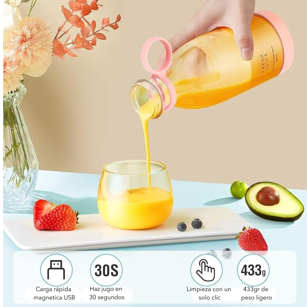 Licuadora Portátil 2026 - Recargable para Frutas, Batidos y Jugos
