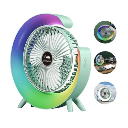 Ventilador Portátil con Luz RGB para Mesa y Escritorio